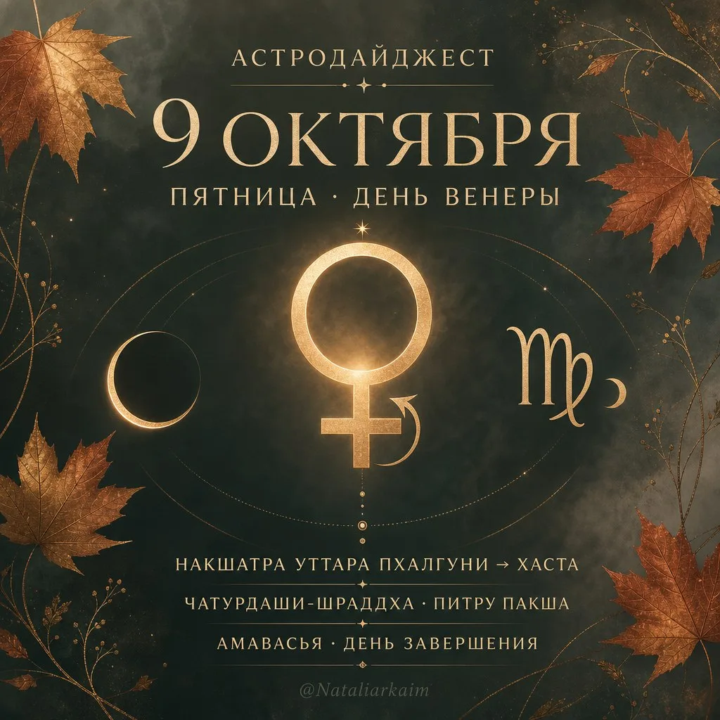 АСТРОДАЙДЖЕСТ НА 9 ОКТЯБРЯ, ПЯТНИЦА · ДЕНЬ ВЕНЕРЫ 🌸
