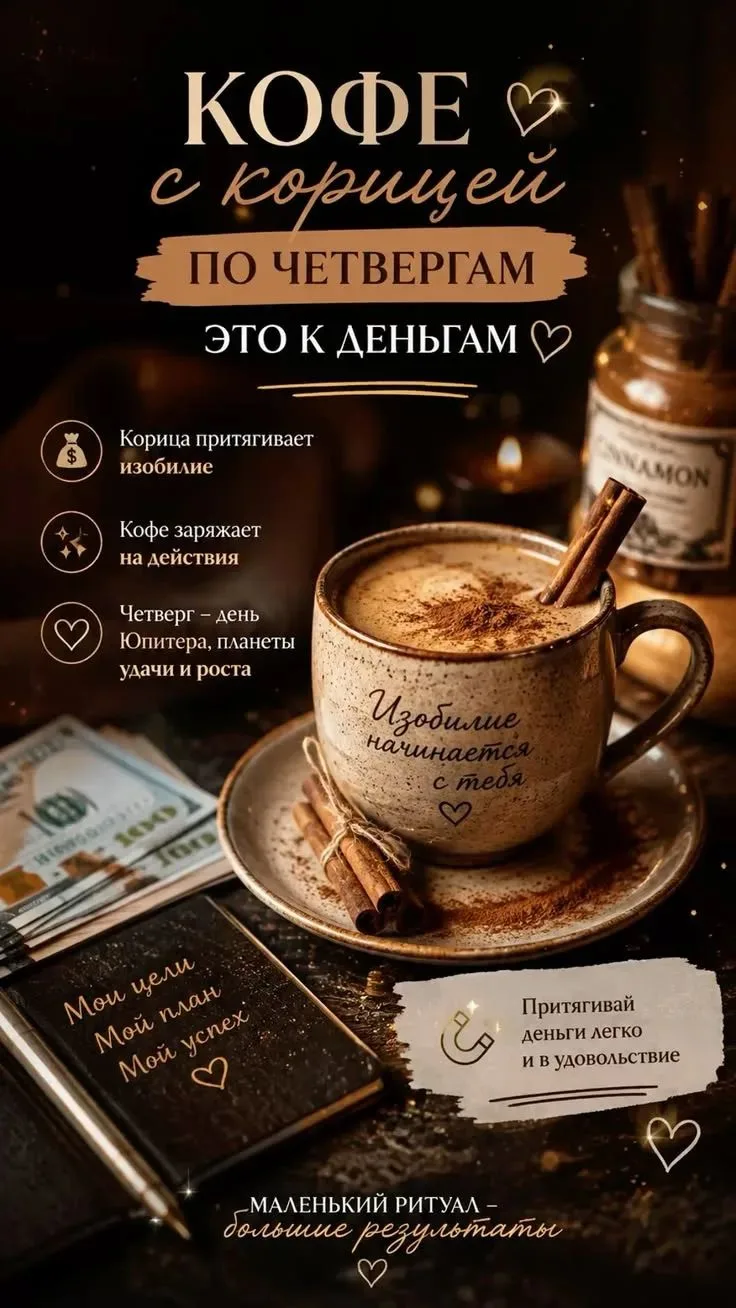 Не забудьте в обед выпить кофе с корицей ☕️☕🥰 я выпью в Приятнейшее компании😏