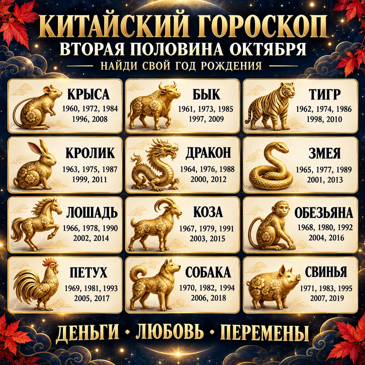 🐉 КИТАЙСКИЙ ГОРОСКОП: ЧТО ПРИНЕСЁТ ВТОРАЯ ПОЛОВИНА ОКТЯБРЯ?