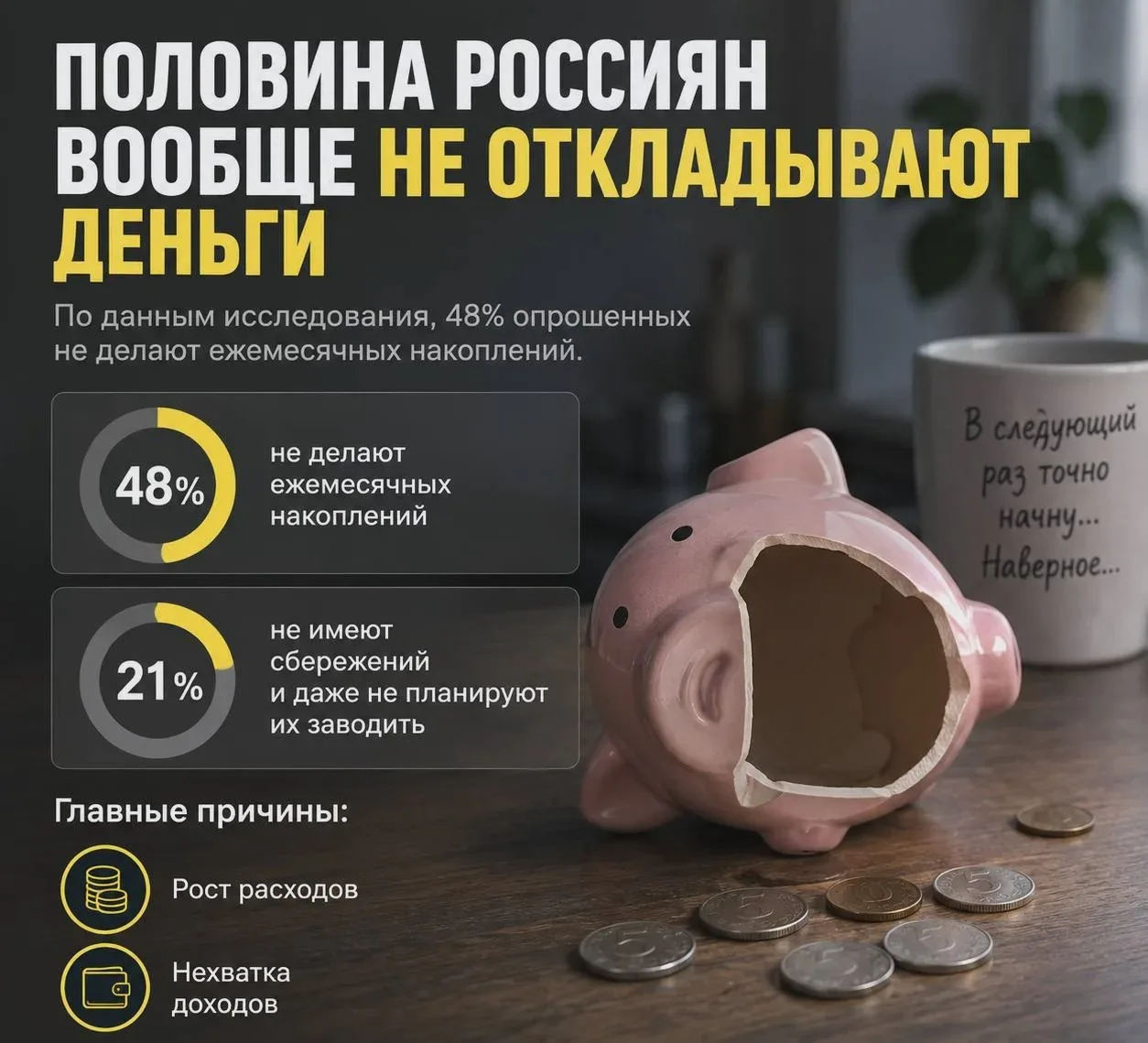 Почти половина не копит регулярно