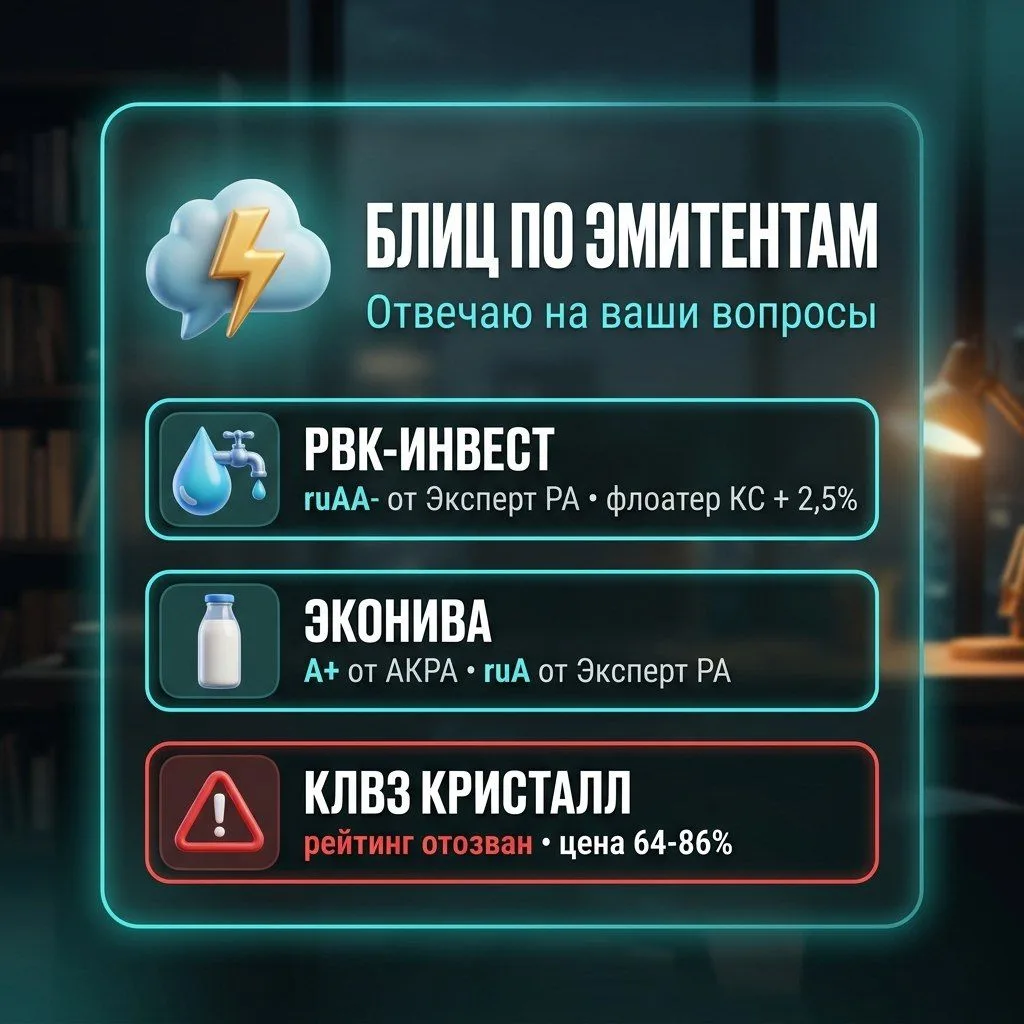 💬 Блиц по эмитентам: РВК-Инвест, ЭкоНива, КЛВЗ «Кристалл»
