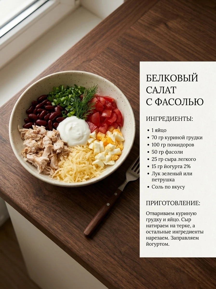 Подборка белковых салатиков.