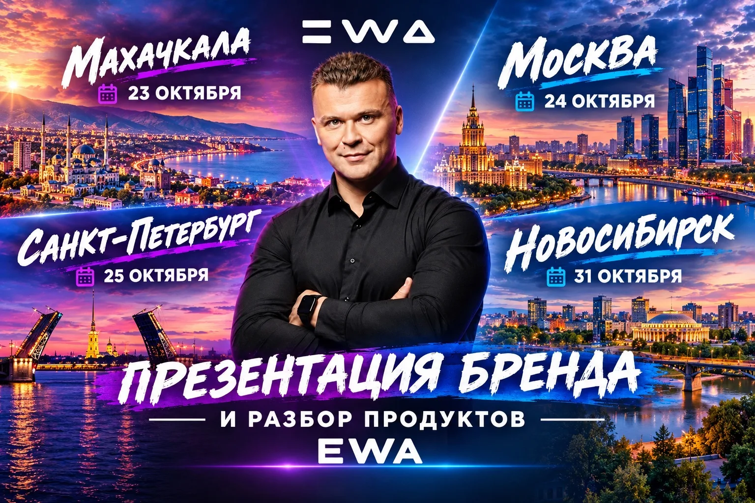 🔥 МАХАЧКАЛА, МОСКВА, САНКТ-ПЕТЕРБУРГ И НОВОСИБИРСК — ВСТРЕЧАЕМСЯ С EWA ОФЛАЙН!
