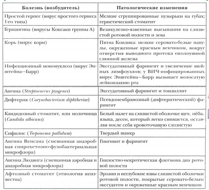 Самые частые инфекционные заболевания, протекающие с поражением ротовой полости и ротог...