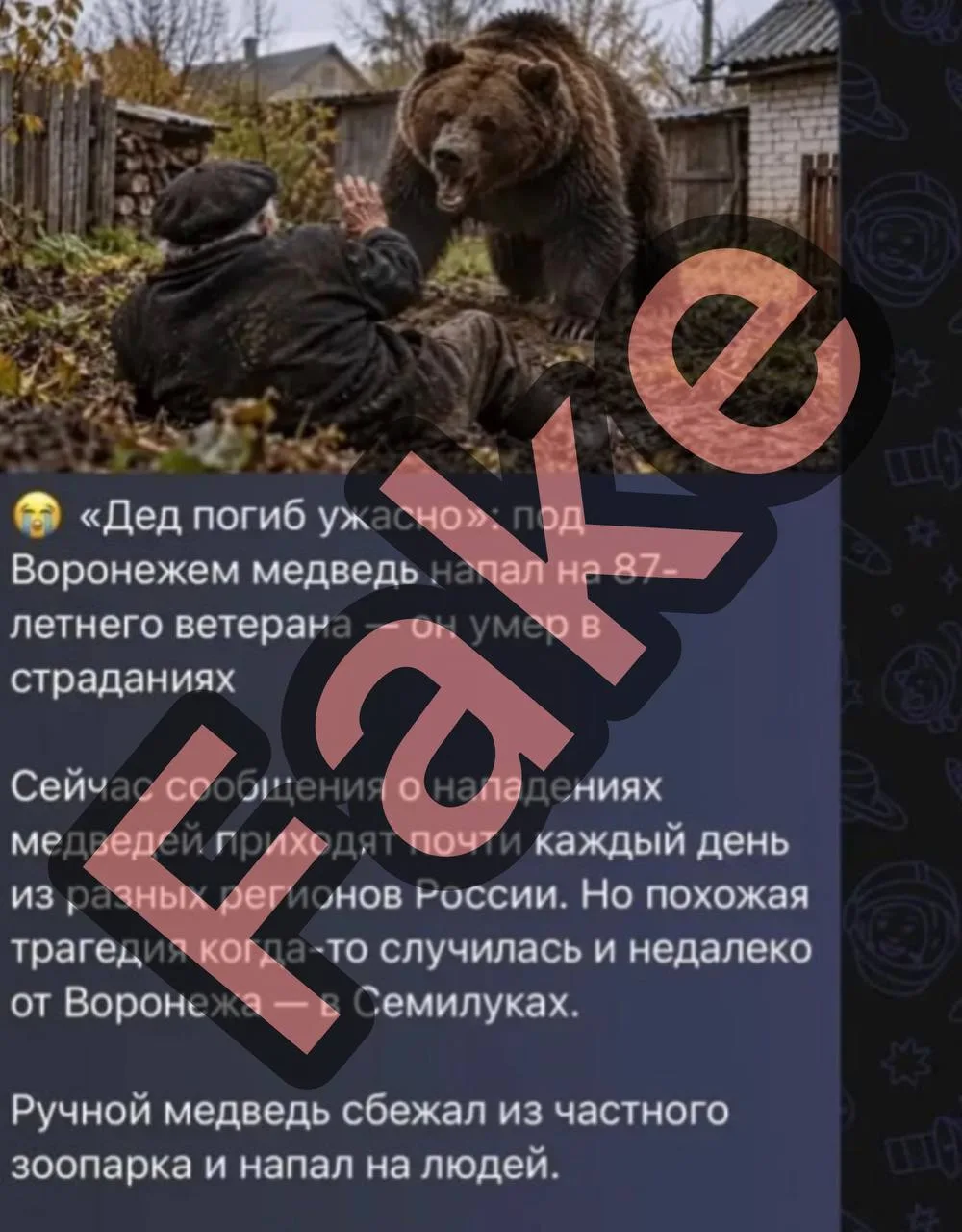 Жителей Воронежской области пугают в сети медведем.
