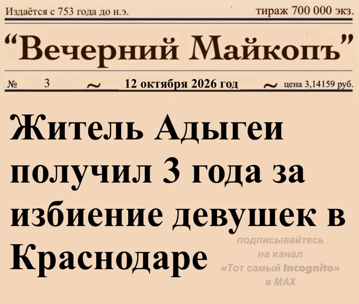 ✔️Первомайский районный суд Краснодара назначил Азмету Тришу три года колонии-поселения...