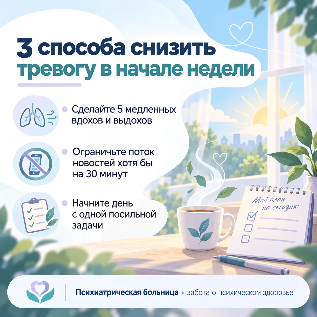 «3 способа снизить тревогу в начале недели»