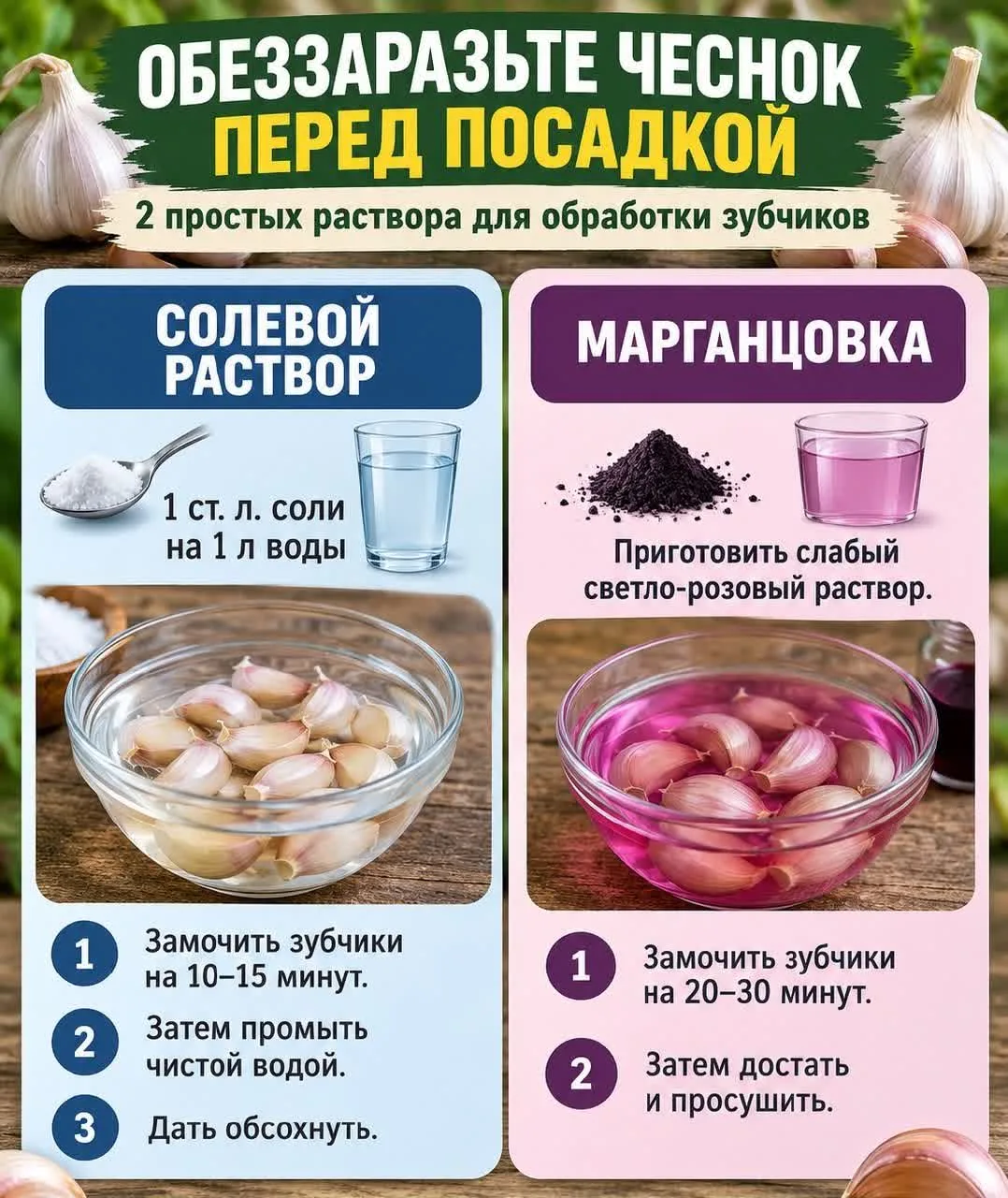 🧄 Чеснок не сгниёт: простая обработка перед посадкой