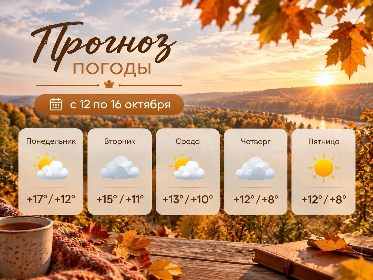 🍁 Заглянули в прогноз погоды на неделю — осень вступает в свои права, но это не повод ...