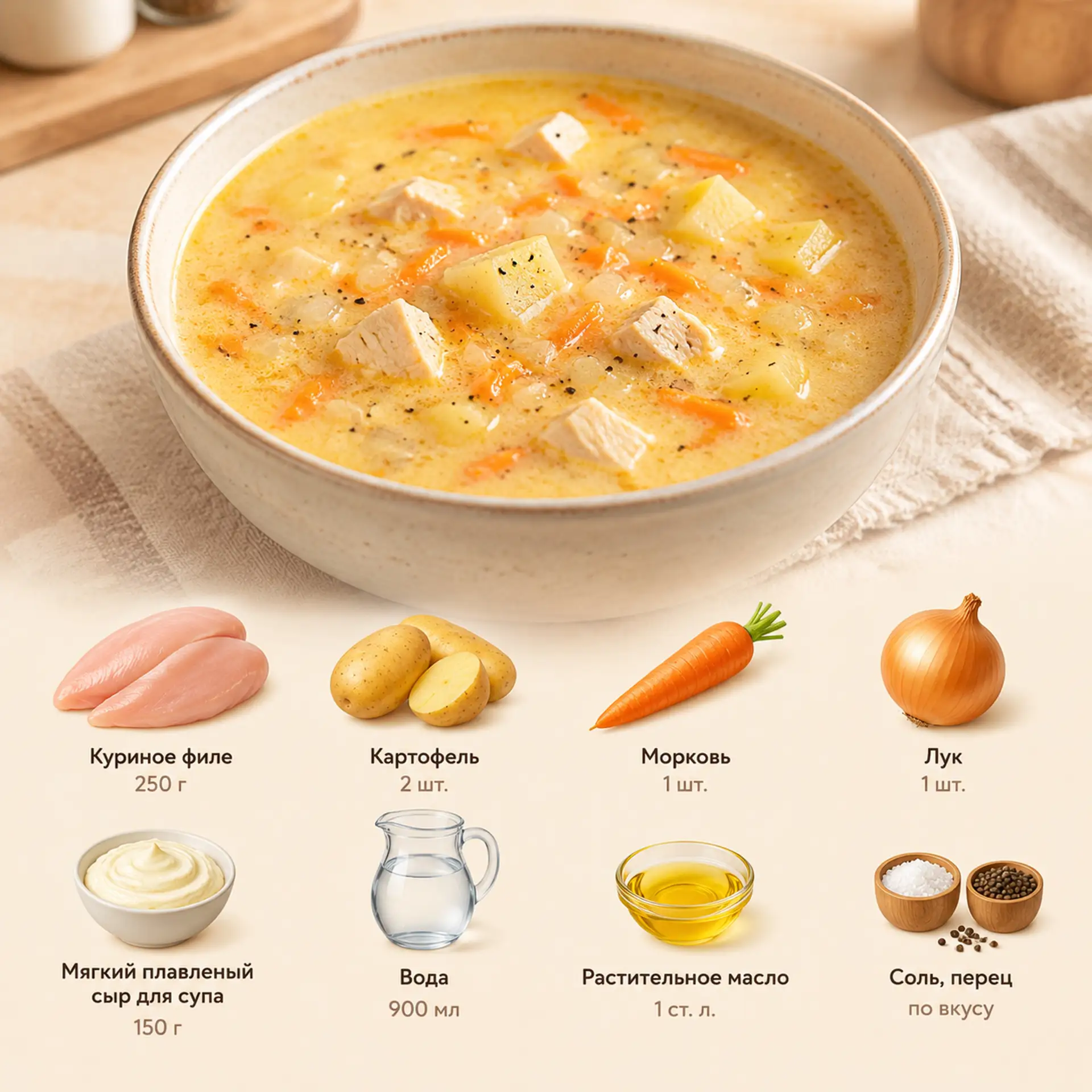 Сырный суп с курицей 🤤