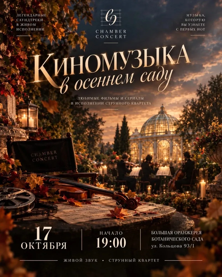 Шедевры мирового кино в тропиках: «Киномузыка в осеннем саду» в Иркутске 🎻🌿