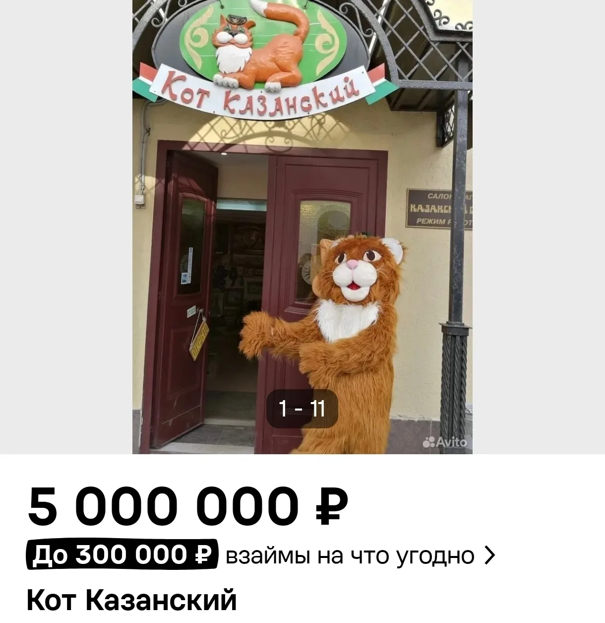 🐱 На казанском Авито продают бренд «Кот Казанский» за 5 000 000 рублей!