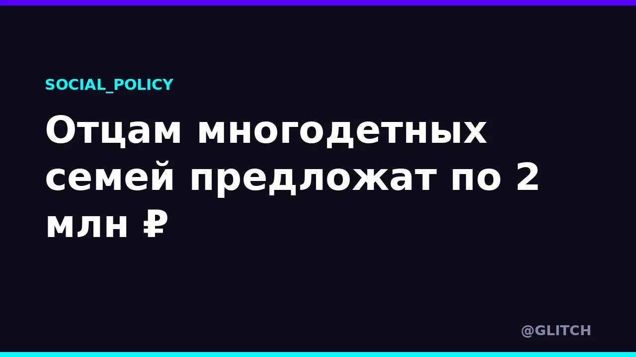 Отцам многодетных семей предложат по 2 млн ₽