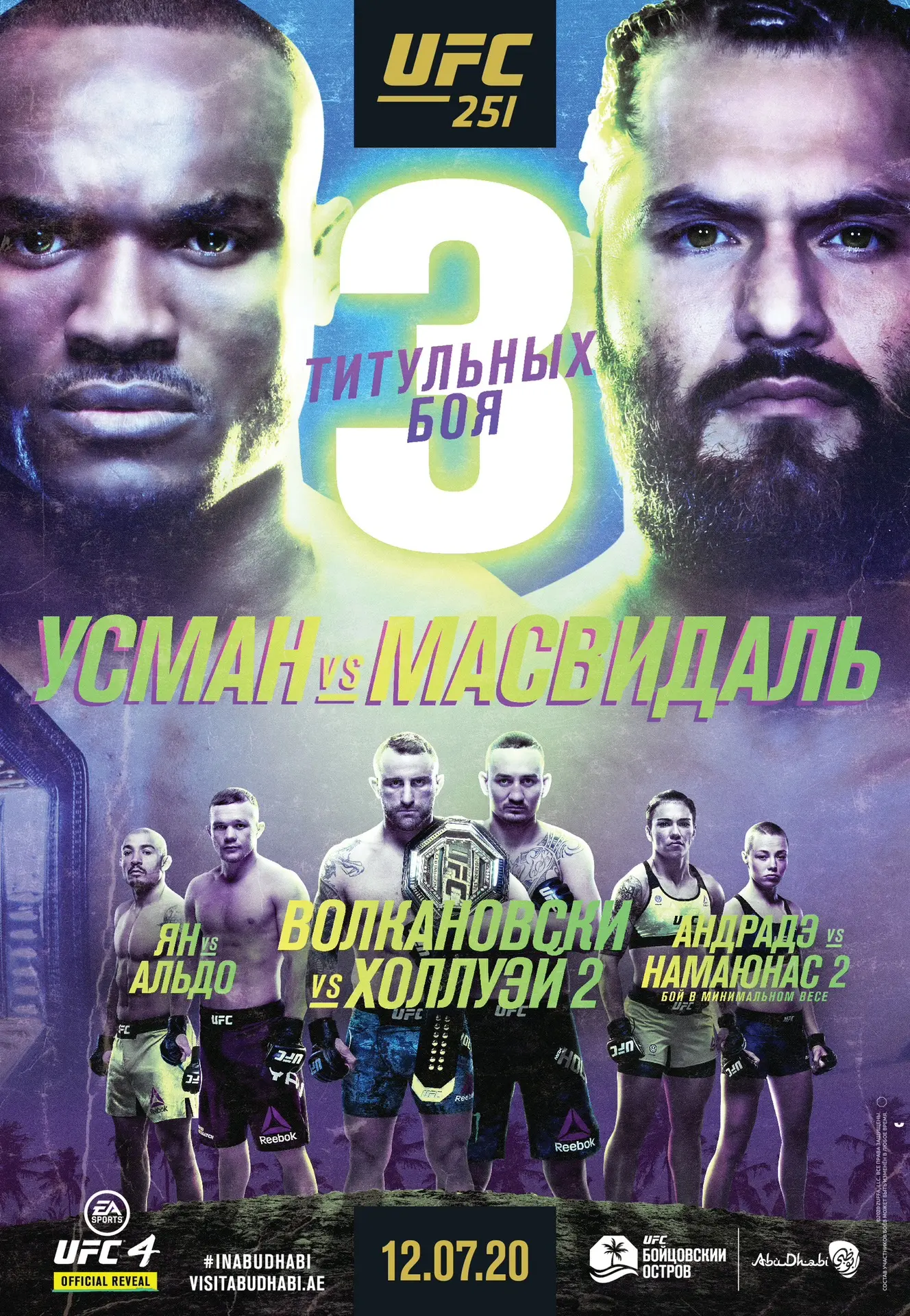 Хронология титульных противостояний Петра Яна в официальных постерах UFC