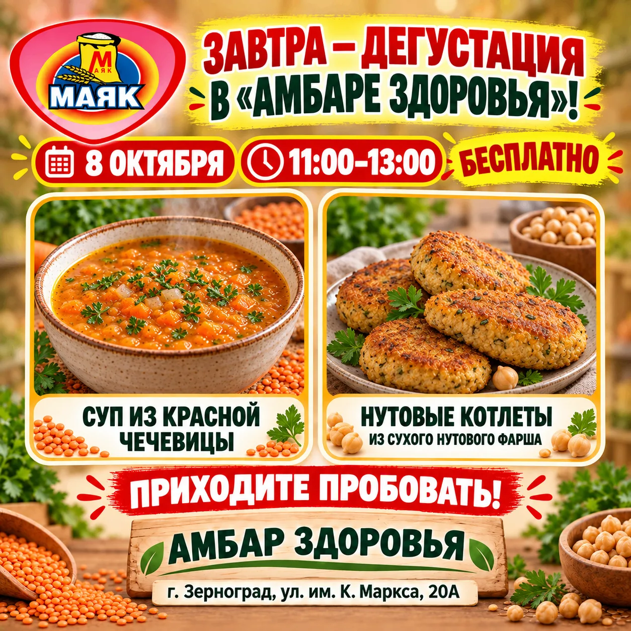 🍲 ЗАВТРА — ДЕГУСТАЦИЯ В «АМБАРЕ ЗДОРОВЬЯ»!