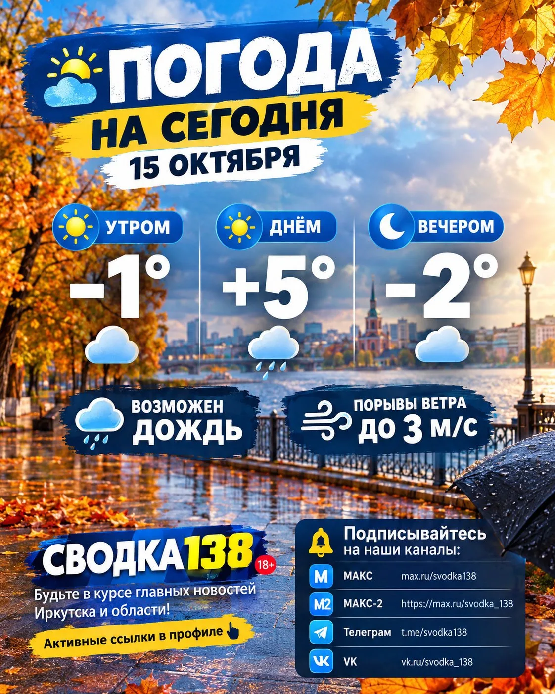 ‼️⚠️💥Погода на сегодня 15 октября