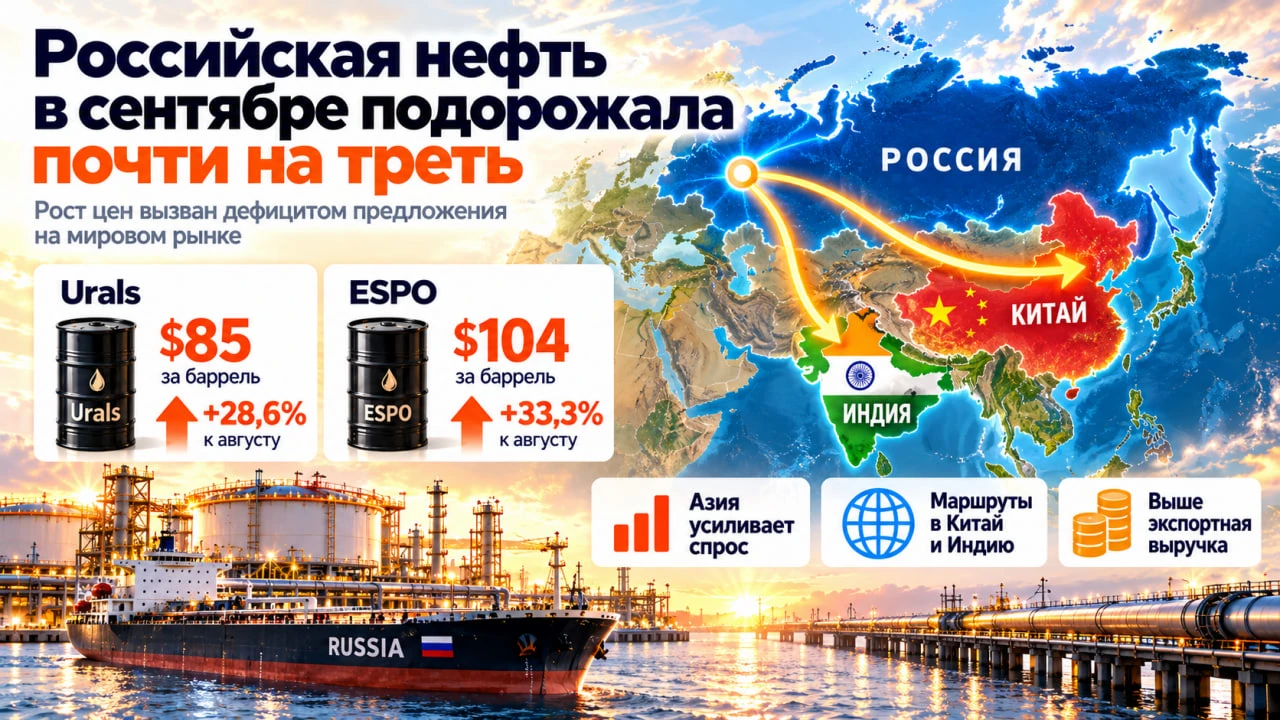 Сентябрь оказался чрезвычайно сильным для отечественного нефтеэкспортра — российская не...