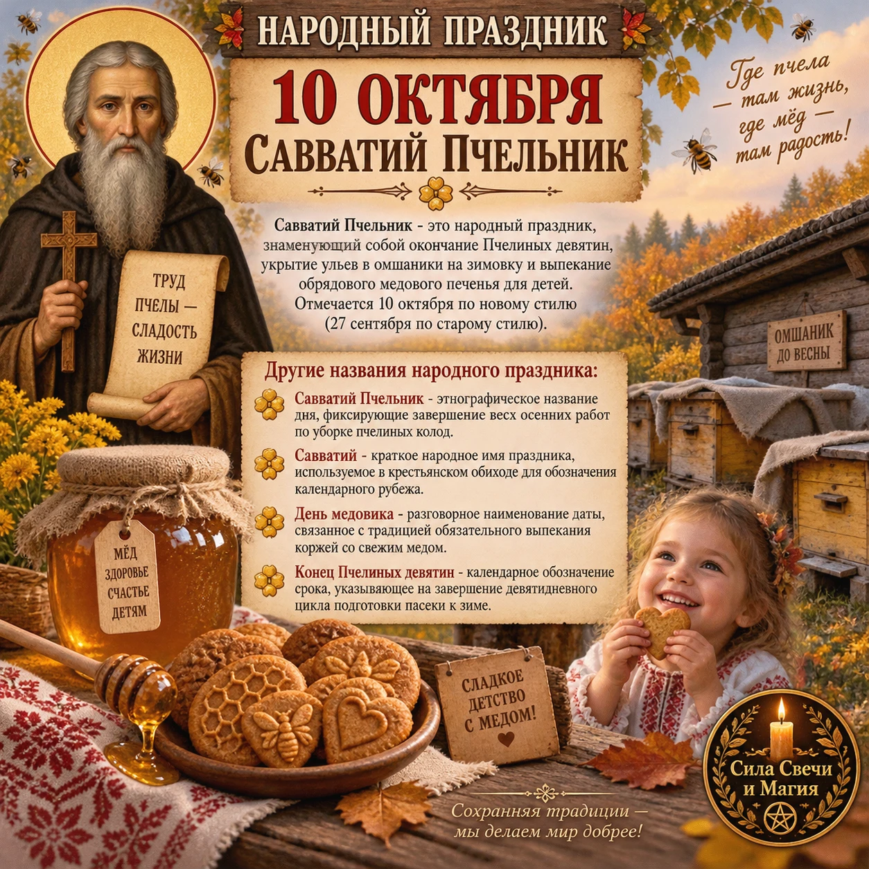 🍯 10 октября — день, когда пасеку укрывали на зиму, а дом наполняли медовым теплом