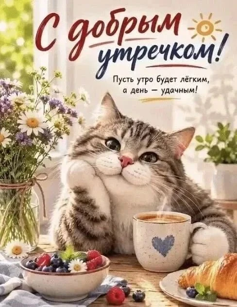 Всем доброе утро☀ 🌝⏰ и хорошего настроения🐱💕🐱💕🐱💕🐱💕