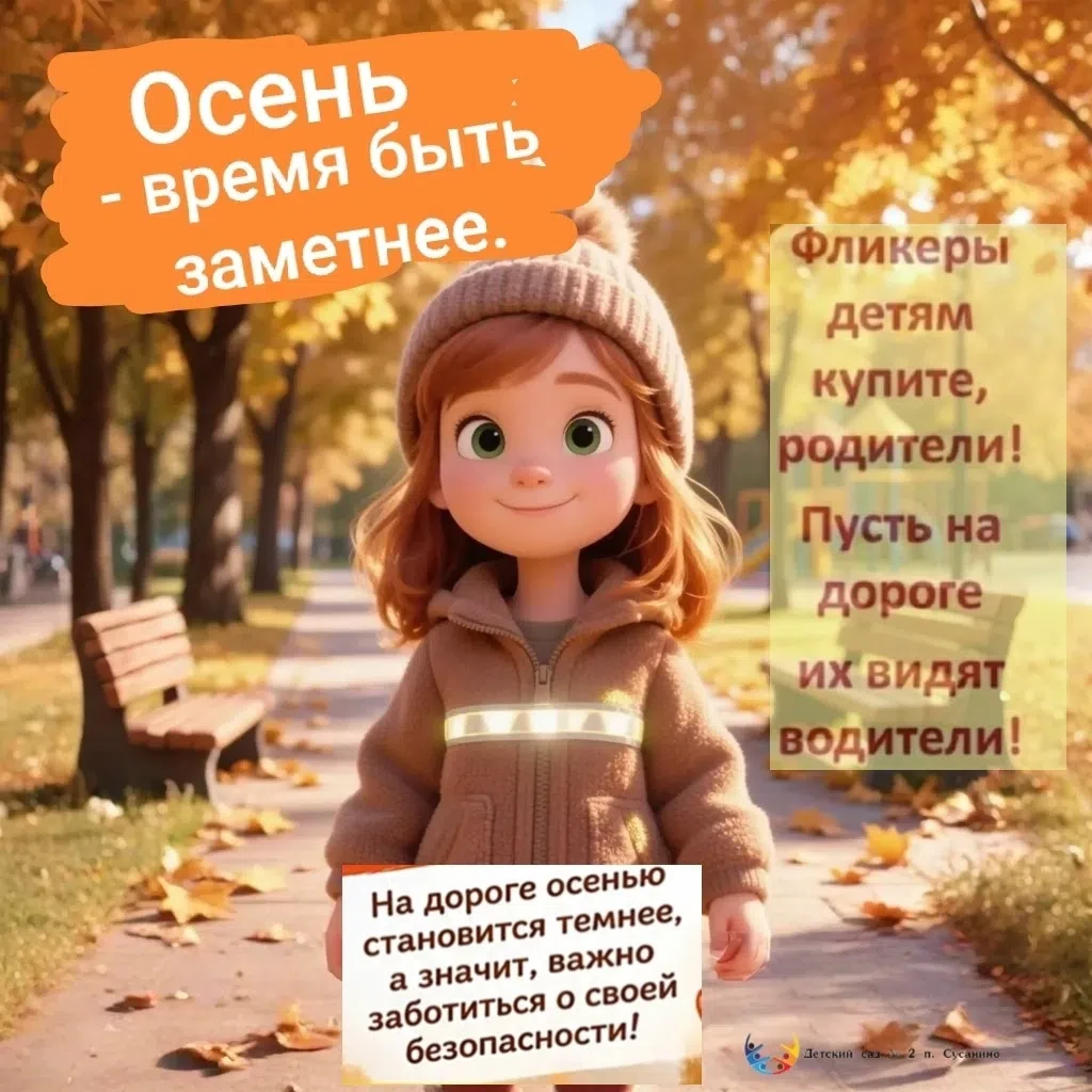 Осенью темнеет рано — пусть ребёнок будет заметным!