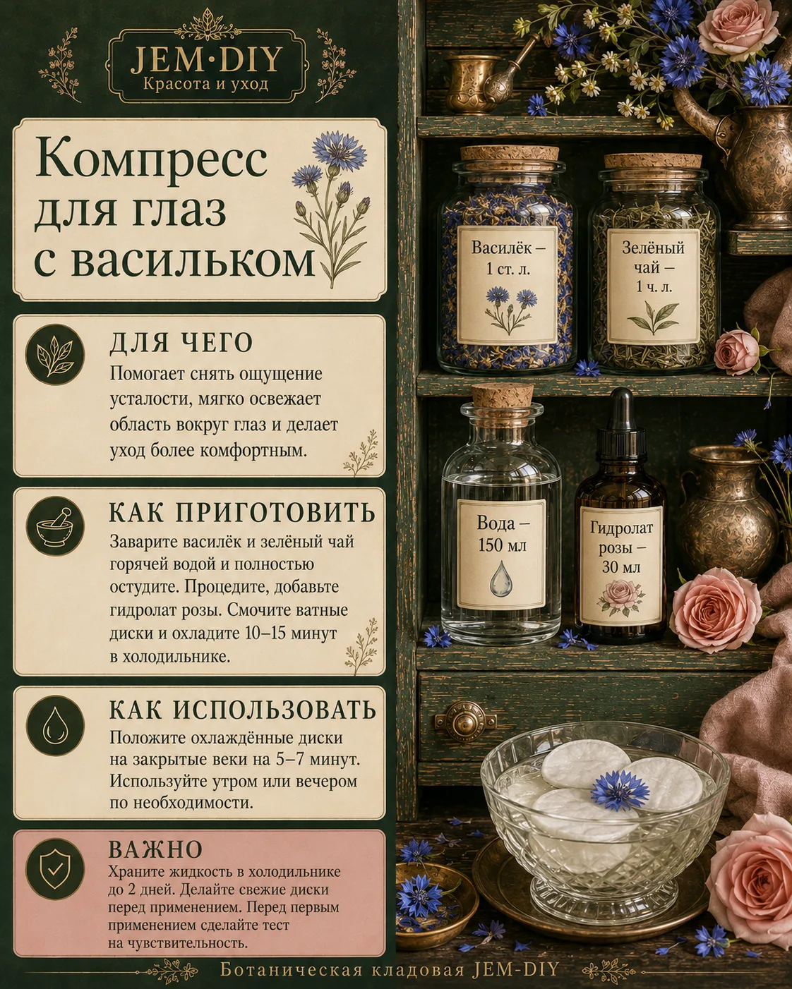 🌿 Охлаждающий уход для лица: 6 карточек-шпаргалок