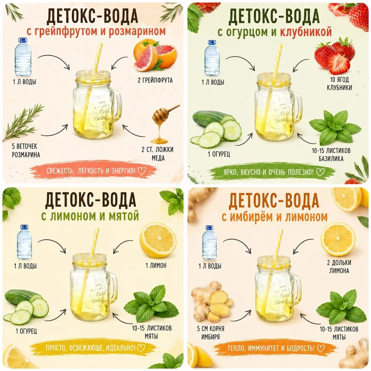 4 peцeптa дeтoкc-вoды, кoтopыe хoчeтcя пить cнoвa и cнoвa