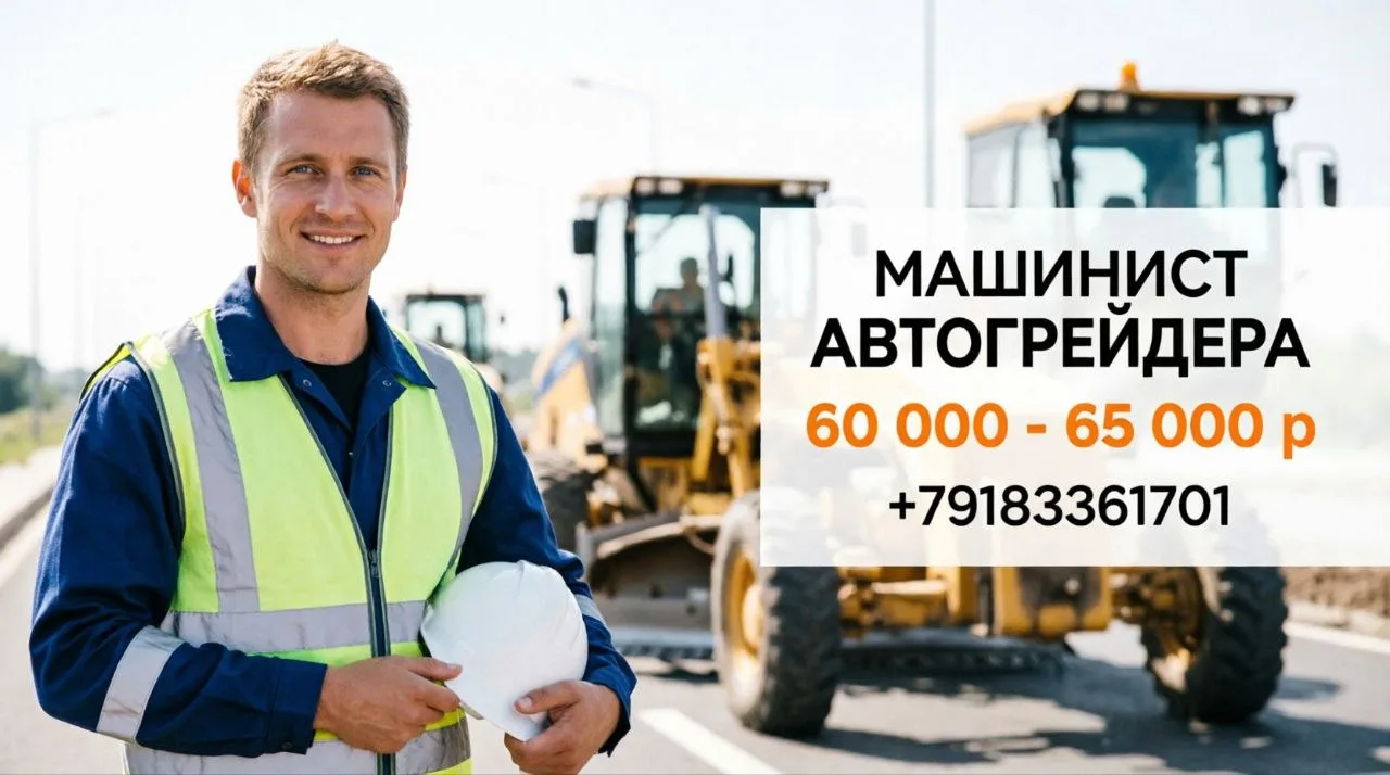 МАШИНИСТ АВТОГРЕЙДЕРА | 60 000 - 65 000 ₽