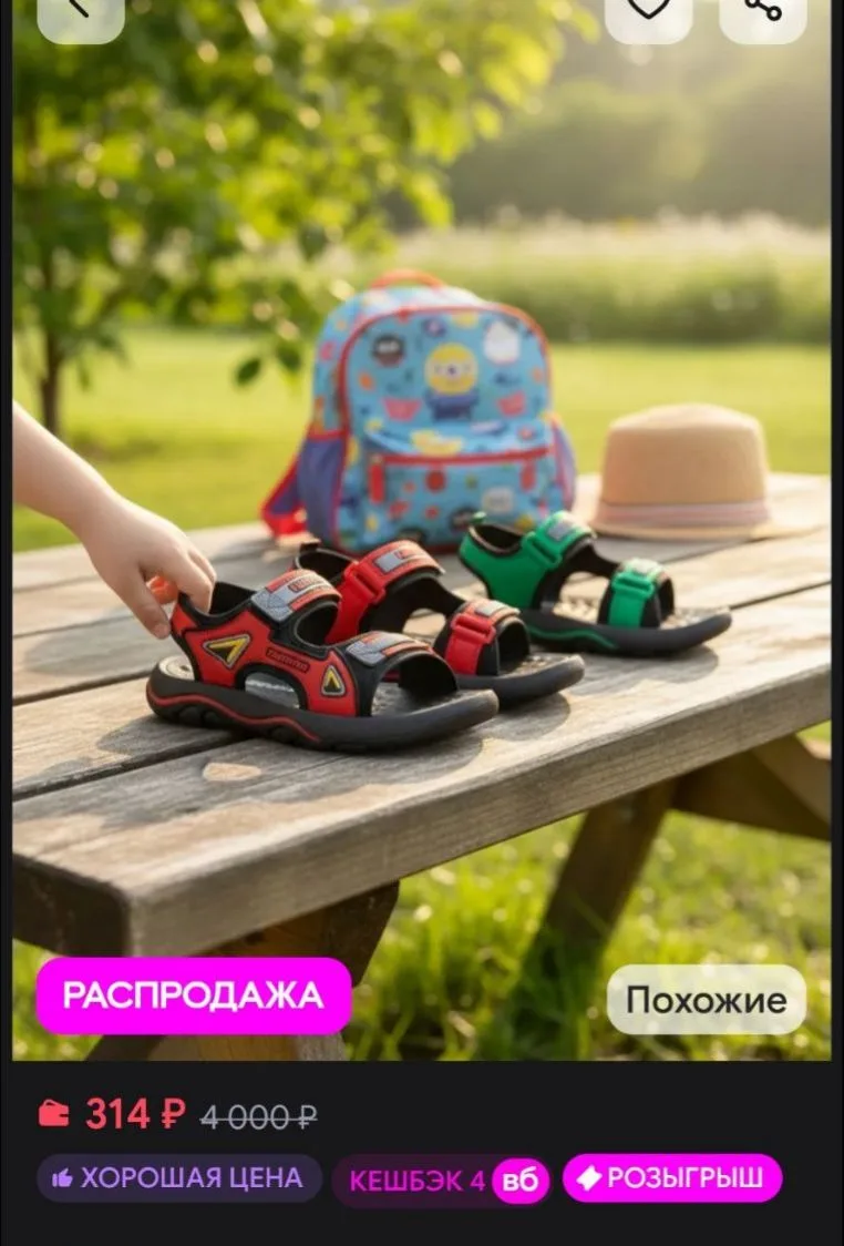 300р Сандалии резиновые детские на липучке