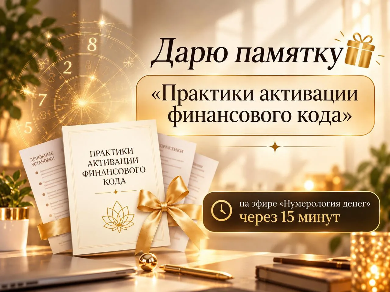 ☀️Через 15 минут начинаем эфир «Нумерология денег»