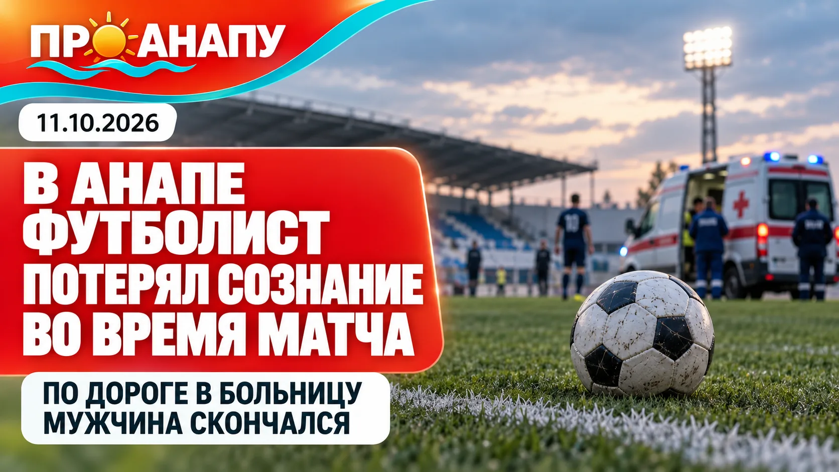 В Анапе футболист потерял сознание во время матча и умер по дороге в больницу