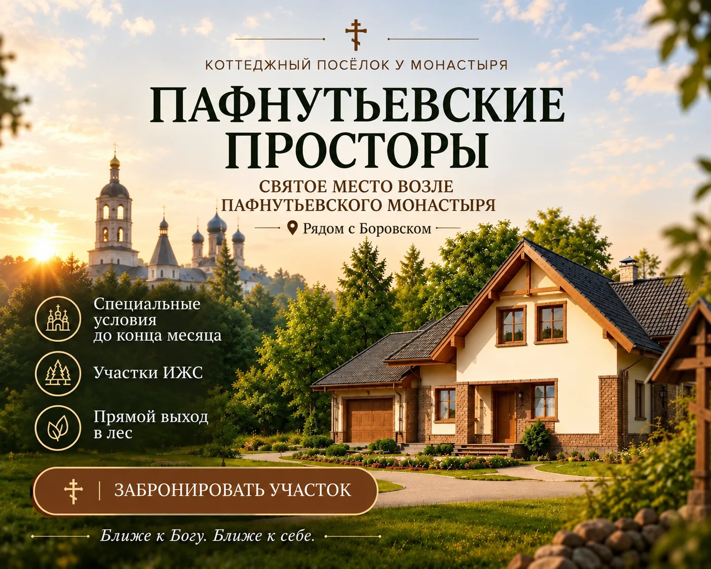 ⛪ УЧАСТОК РЯДОМ С ПАФНУТЬЕВ-БОРОВСКИМ МОНАСТЫРЁМ