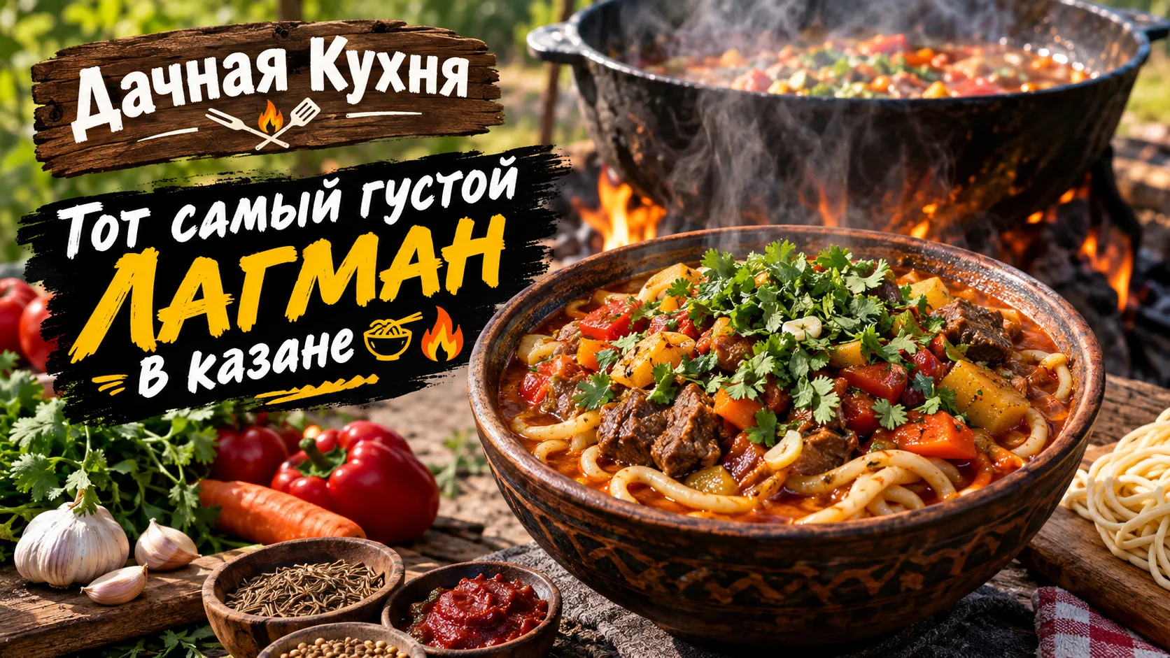 Тот самый густой Уйгурский лагман в казане 🍜🔥