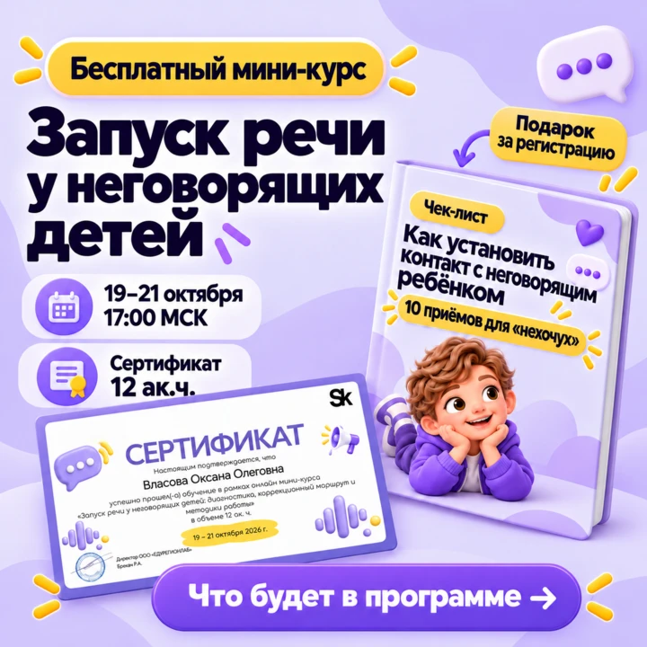 🗣 Запуск речи у неговорящих детей: диагностика, коррекционный маршрут и методики работы