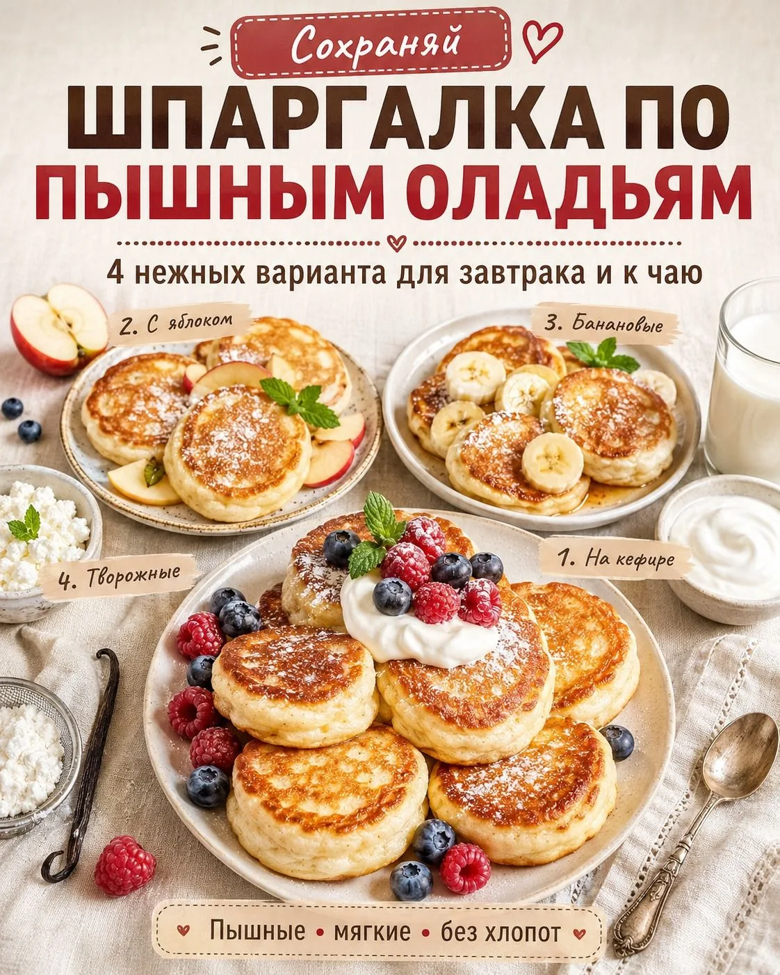 Оладьи, которые получаются пышными и мягкими 💛