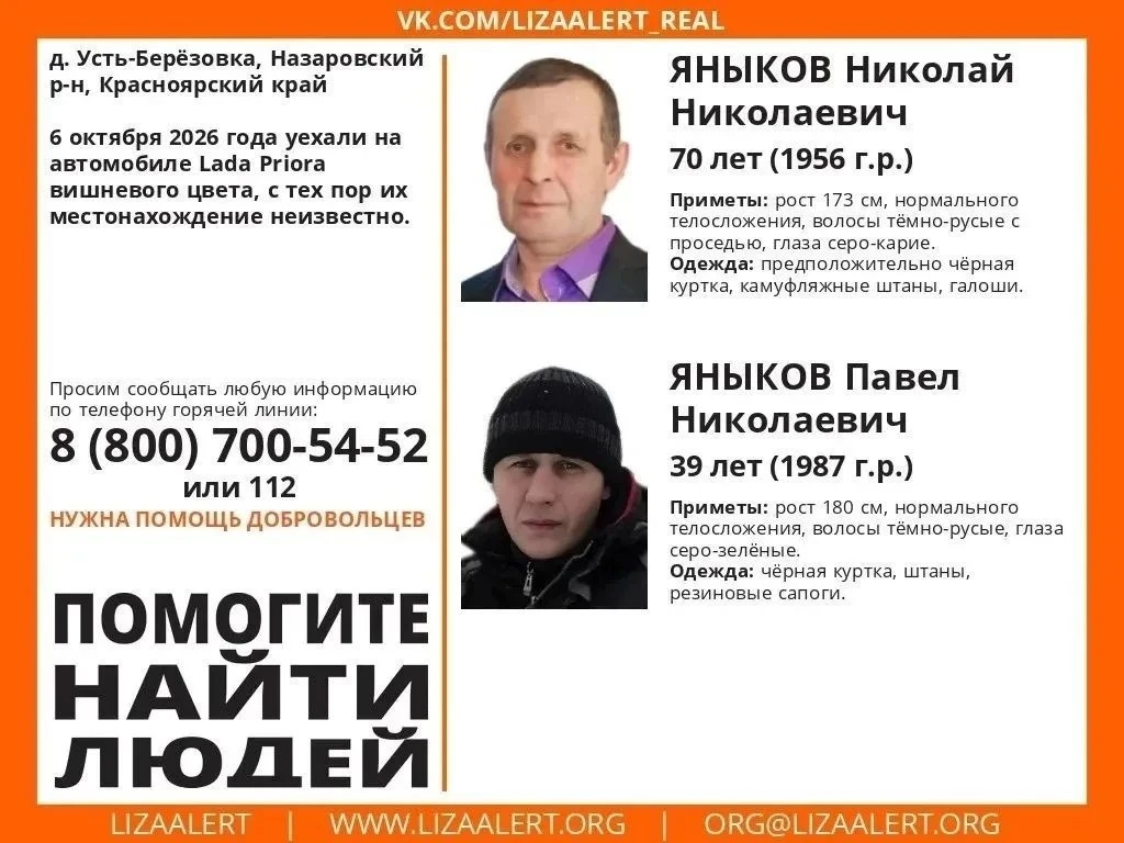 Upd: машину нашли. Тело отца было в ней. Тело сына ещё ищут