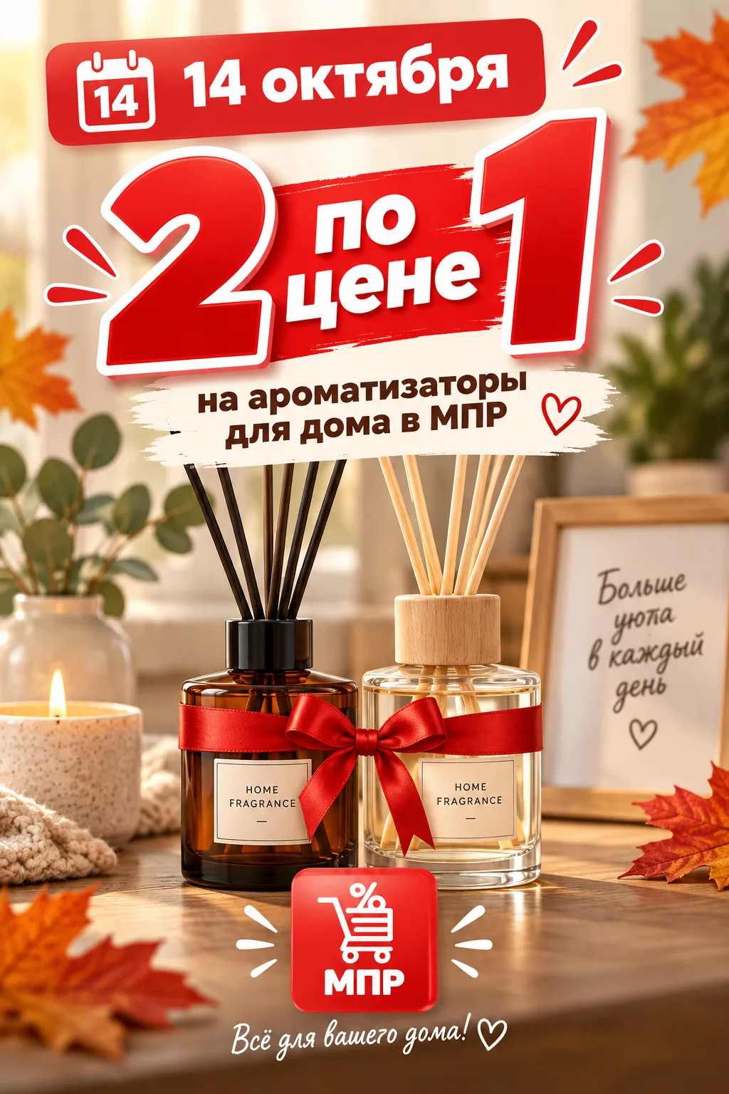 🍁 Осенний уют в вашем доме: ароматизаторы в МПР по цене 2 по цене 1! 🍁🕯️ Только 14 О...