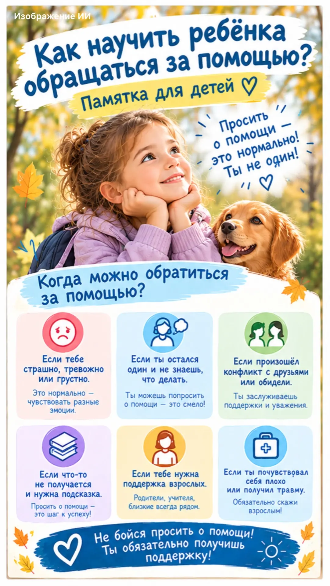 Каждому ребёнку иногда бывает страшно, тревожно или просто непонятно, что делать. В так...