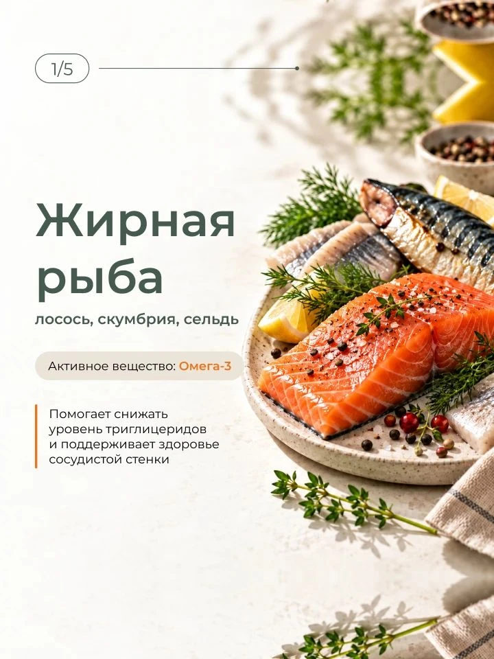 ТОП-5 полезных продуктов для здоровья сосудов