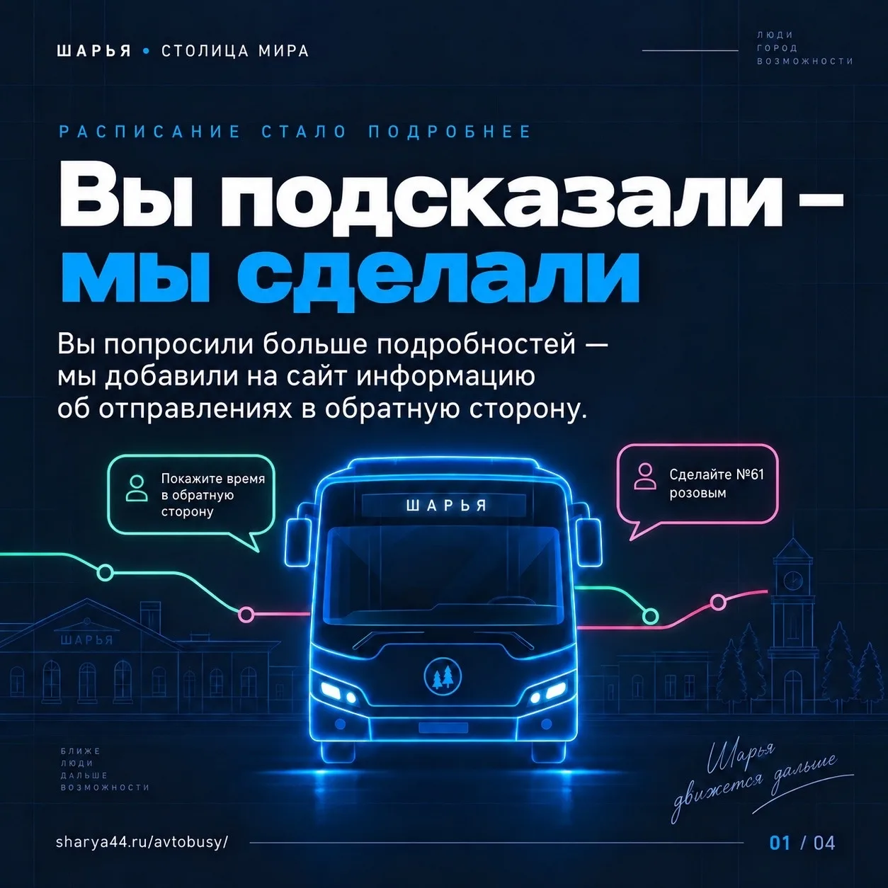🚍 Неравнодушные пользователи сайта sharya44.ru вновь внесли свои предложения в веб-сту...