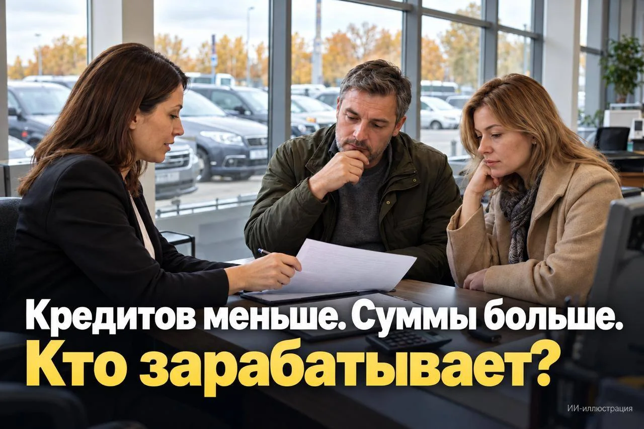 Денег на машины занимают больше. А кредитных сделок меньше. Какой вывод?