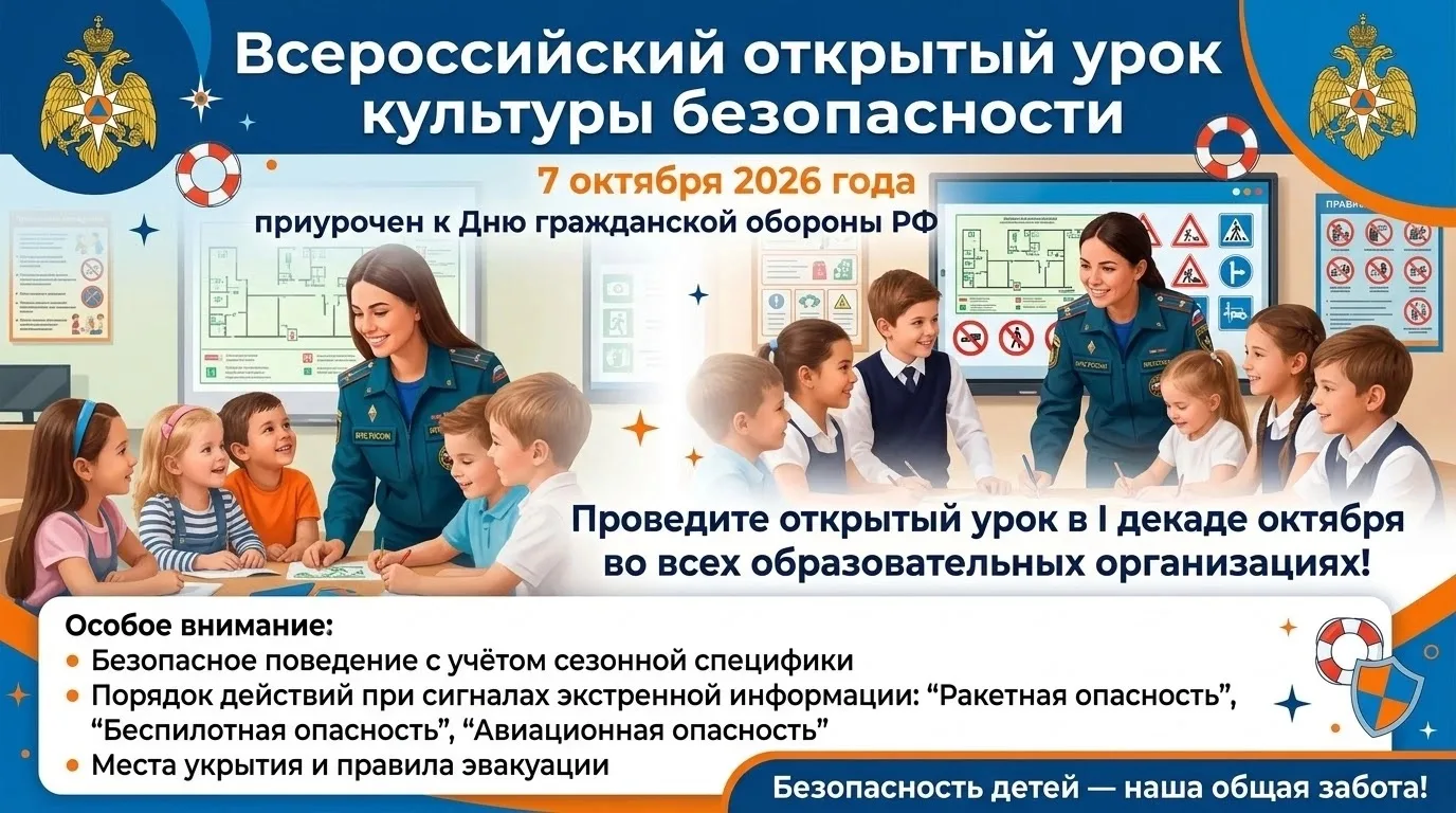 🗣️7 октября 2026 года пройдёт ежегодный Всероссийский открытый урок культуры безопасно...