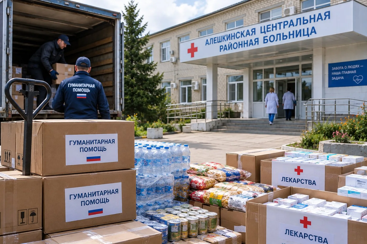 Алешкинская больница получила гумпомощь после разминирования дороги