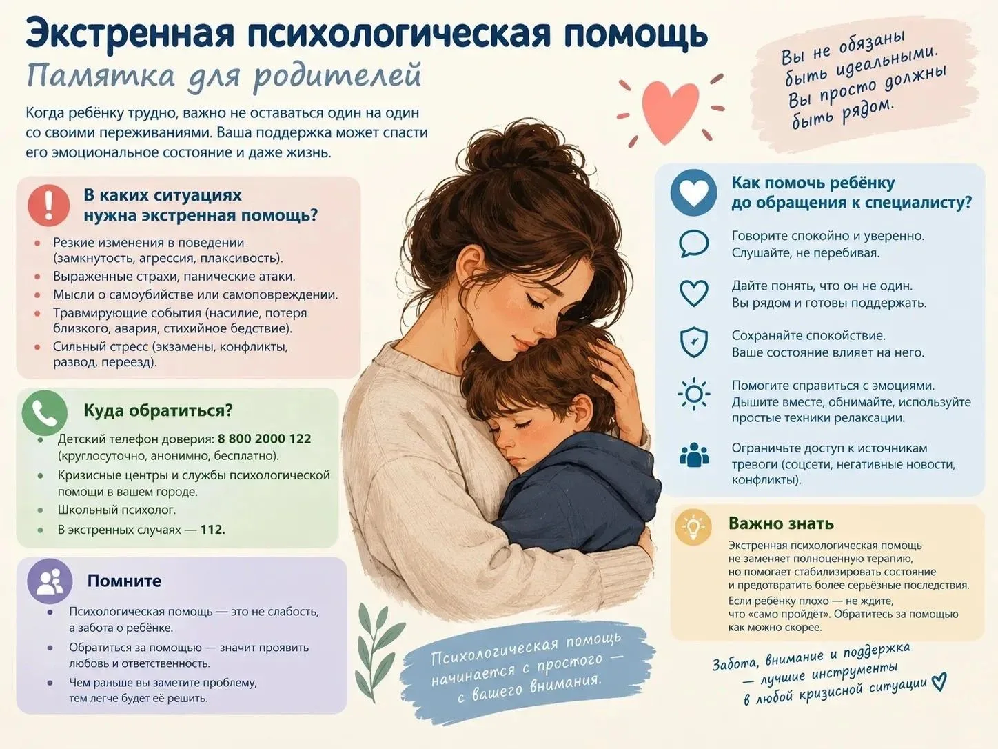 Важно знать: как поддержать ребенка в трудную минуту 💙Уважаемые родители! Мы с вами ча...