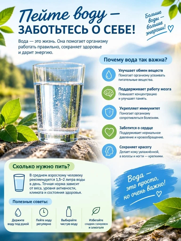 💧 Вода — ключ к здоровью!