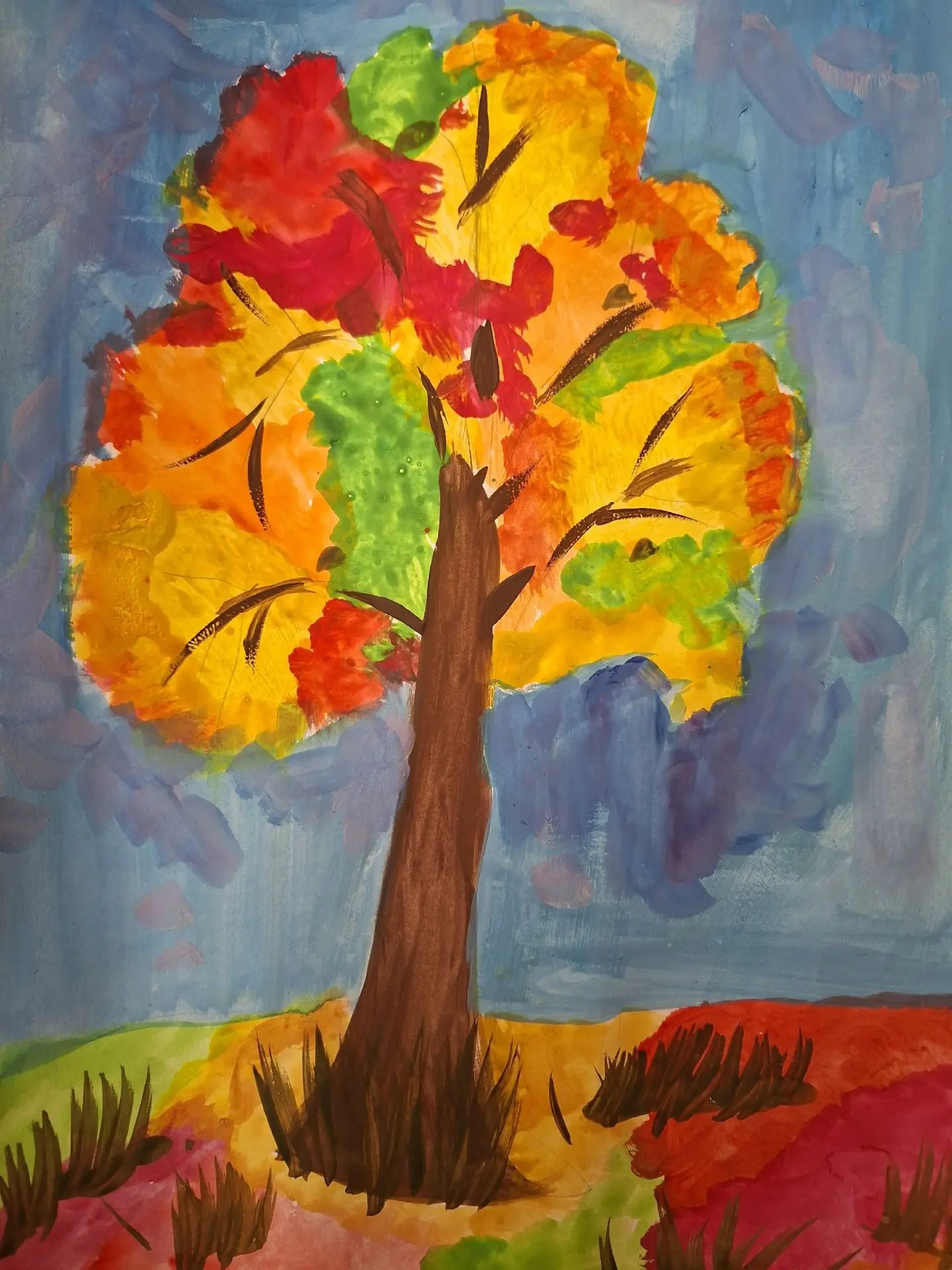 🍂"Осенние деревья" в исполнении художников 5-8 лет 👩‍🎨👍🎨🍂