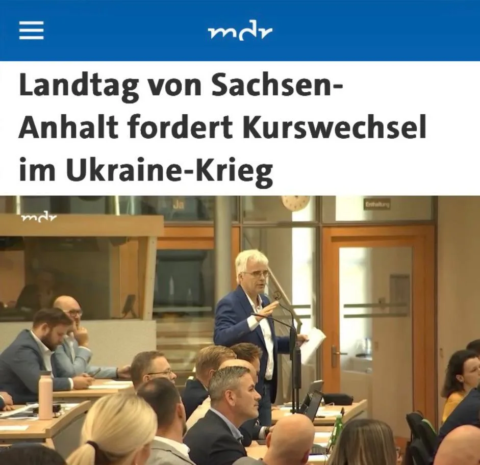 «Ландтаг Саксонии-Анхальт требует смены курса в войне на Украине»: Немецкие АдГ и BSW д...