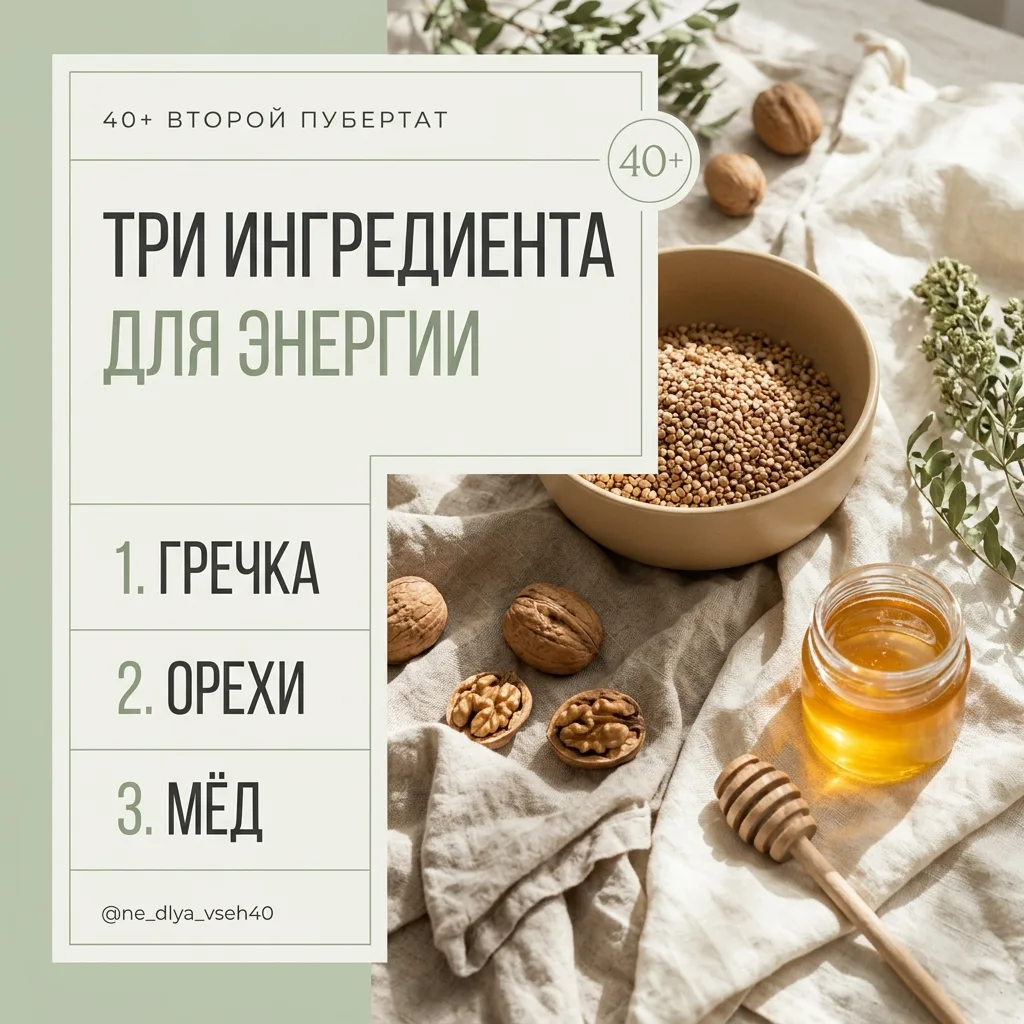 🔥 Энергетическая смесь: гречка, грецкий орех и мёд