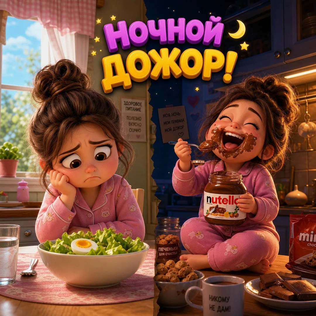 ​​🥗➡️🍫 «Вечером ела салат со слезами, а ночью — ложкой Нутеллу из банки!»