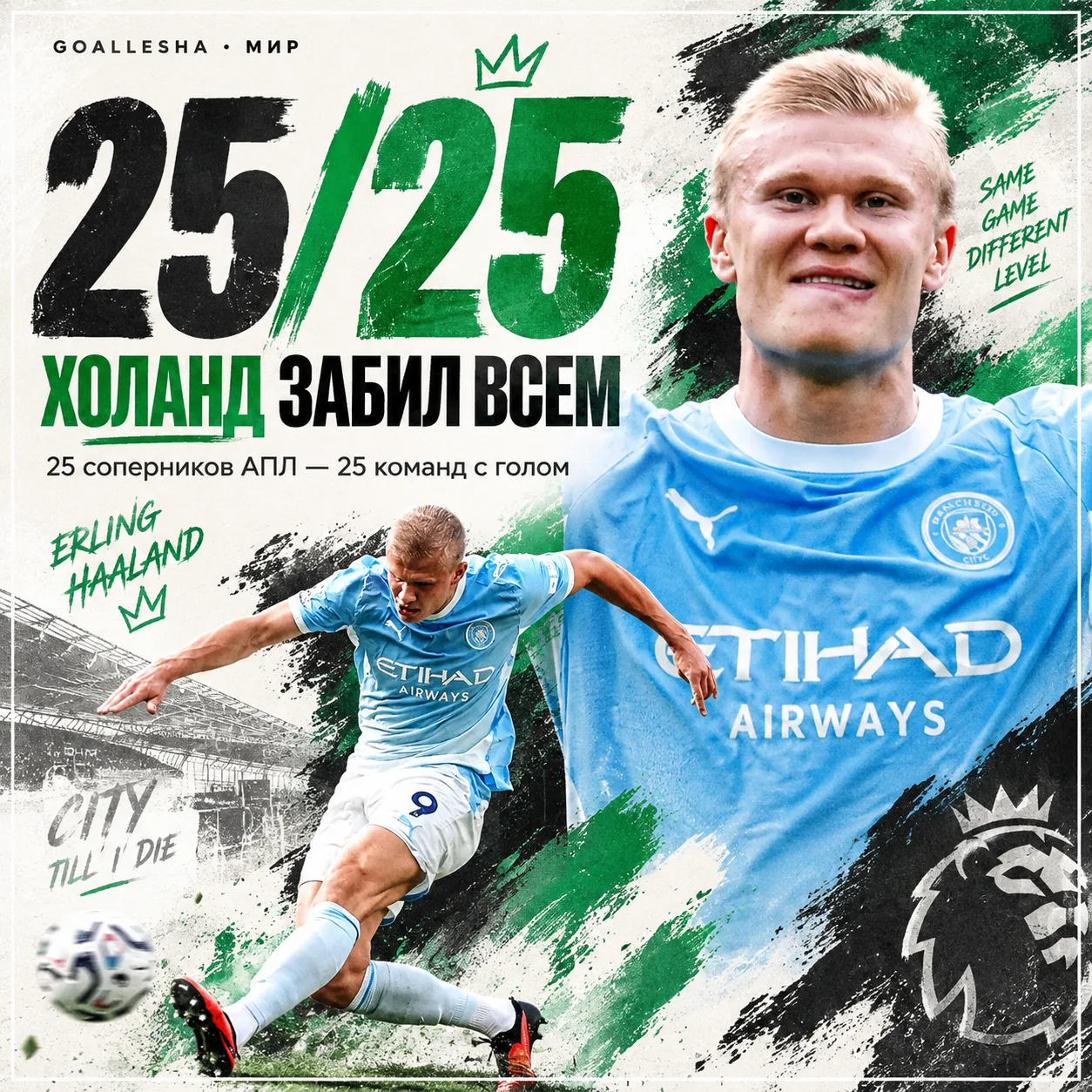 Холанд играл против 25 команд АПЛ. Знаете, скольким из них он не забил?