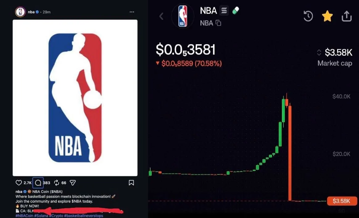 Хакеры взломали официальный аккаунт NBA в X ради скама с мем-токеном.